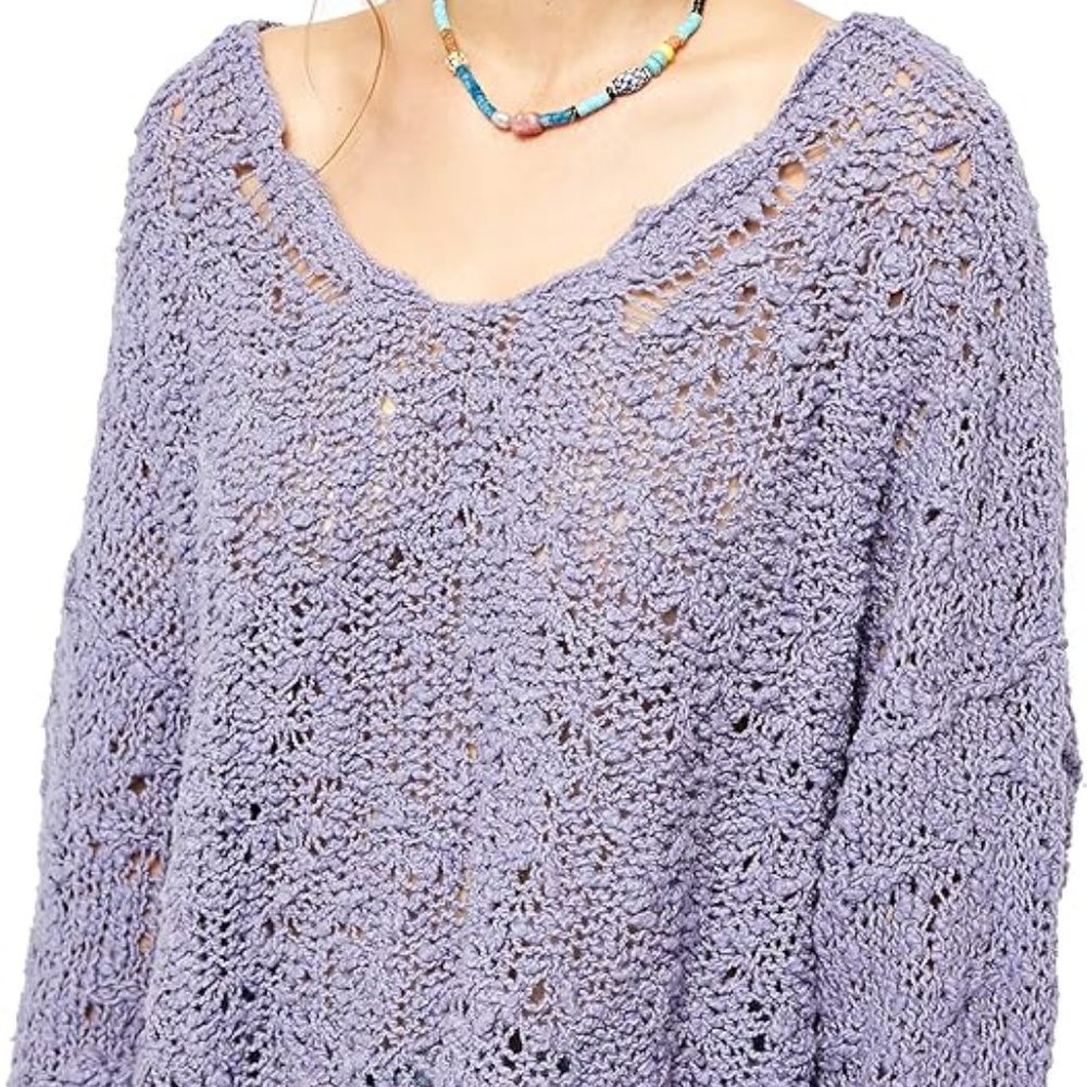 Free People Women's Sunday Shore Pullover Sweater, Purple